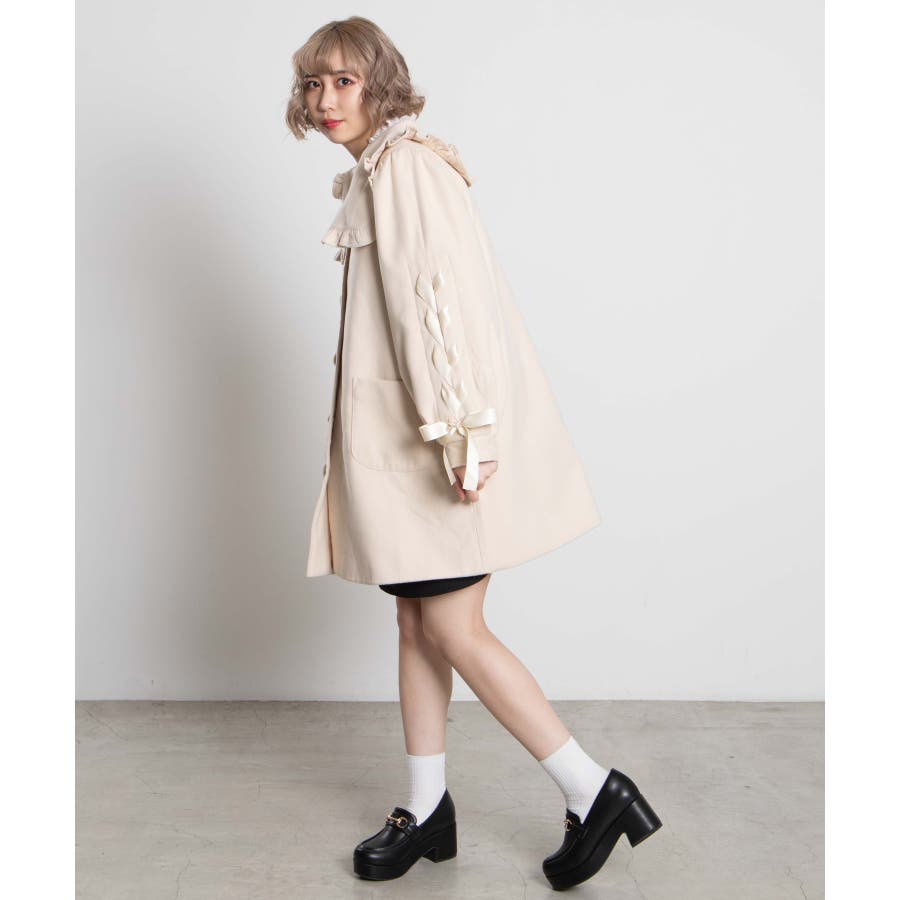 ブルーガールフリル袖コート⭐︎美品クリーニング済み