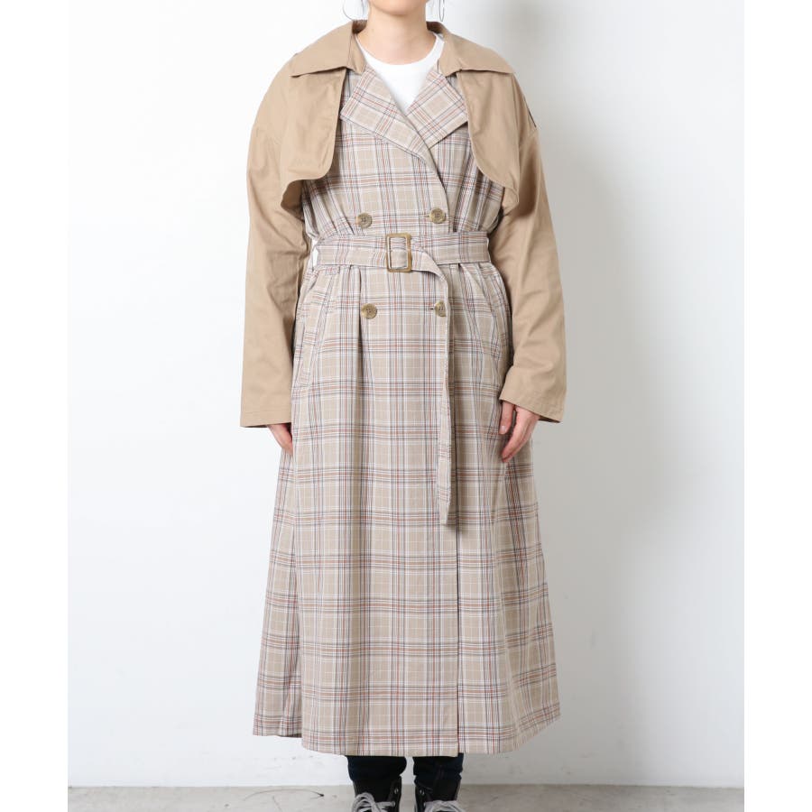 配色チェックトレンチコート[品番：WG010080081]｜WEGO【WOMEN