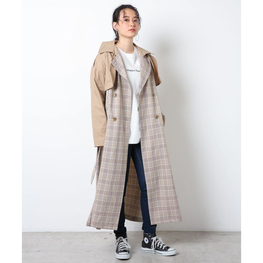 配色チェックトレンチコート[品番：WG010080081]｜WEGO【WOMEN