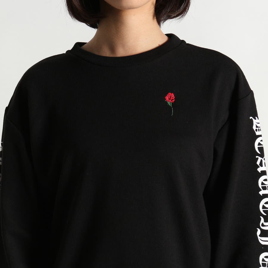 バラ刺繍袖プリントスウェット[品番：WG010017317]｜WEGO【WOMEN