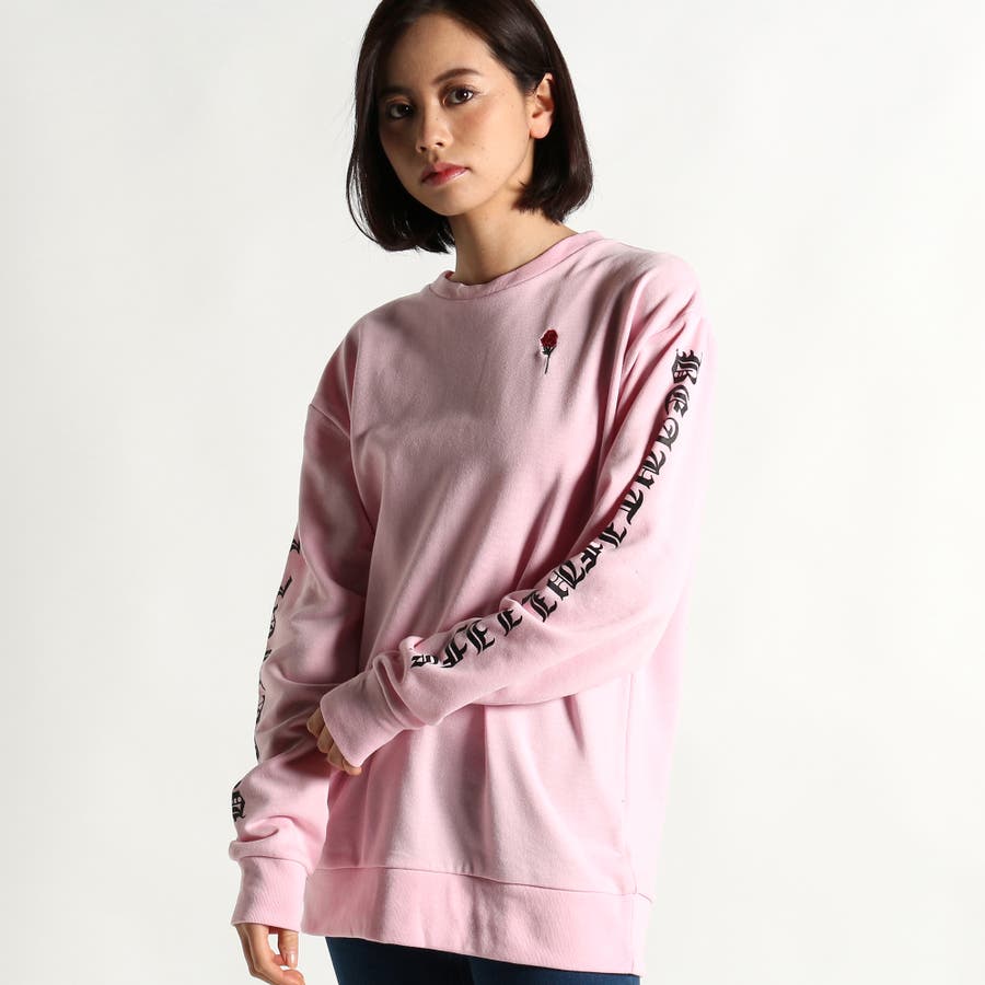 バラ刺繍袖プリントスウェット[品番：WG010017317]｜WEGO【WOMEN