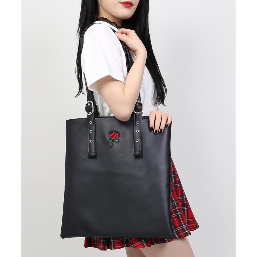 WC】バラ刺繍フェイクレザートートバッグ[品番：WG010074393]｜WEGO