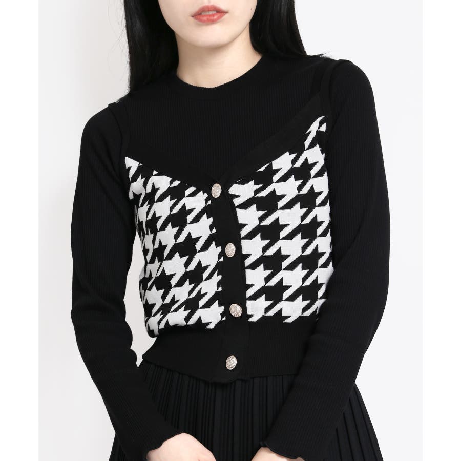 ounce vegetable ビスチェ　韓国 WC】千鳥柄ニットビスチェ 韓国 韓国ファッション[品番