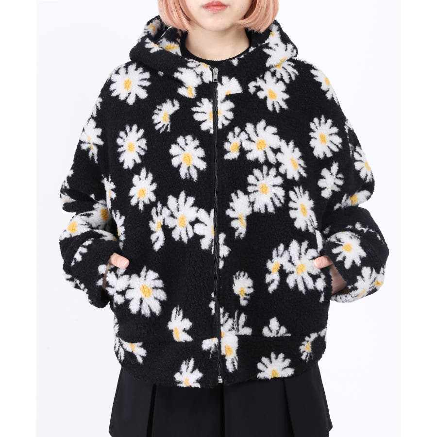 フラワーボアブルゾン 韓国 韓国ファッション[品番：WG010082856