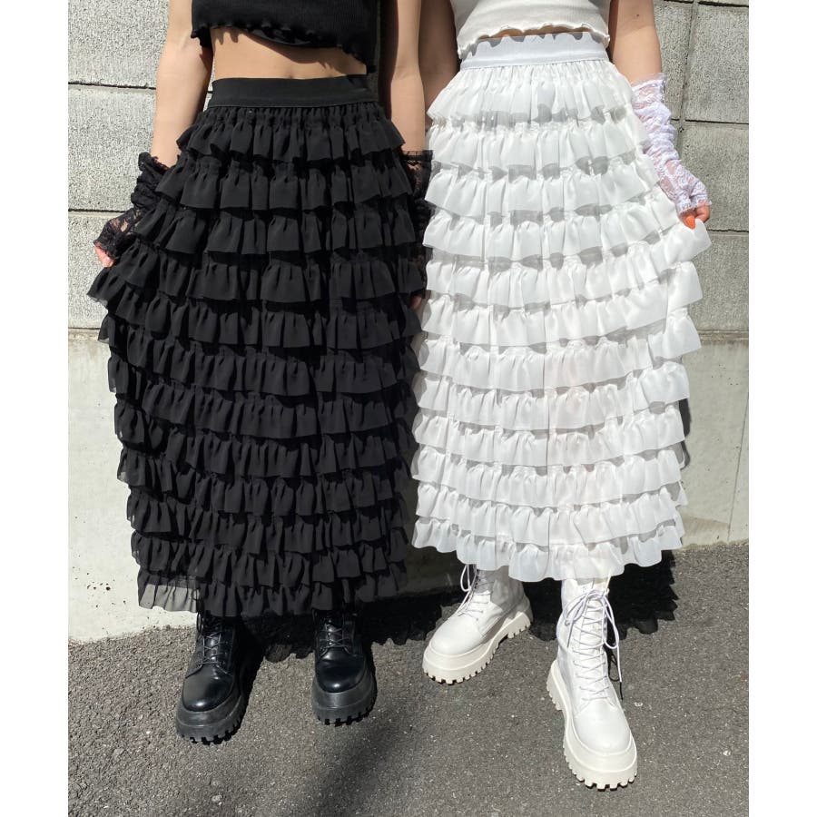 【WC】フリルロングスカート 韓国 韓国ファッション[品番