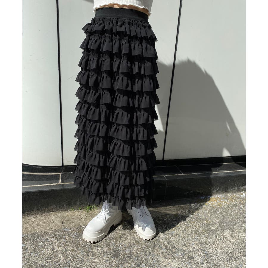【WC】フリルロングスカート 韓国 韓国ファッション[品番