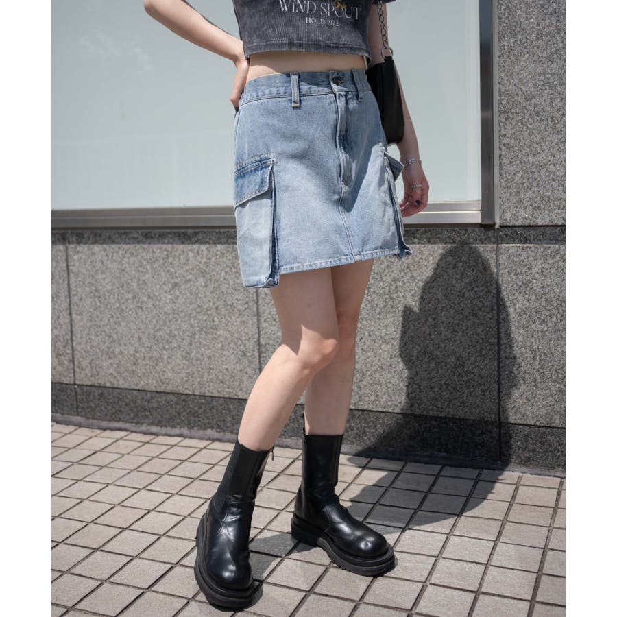 独特な店 カーゴポケットデニムミニスカート[品番：WG010090745]｜WEGO スカート