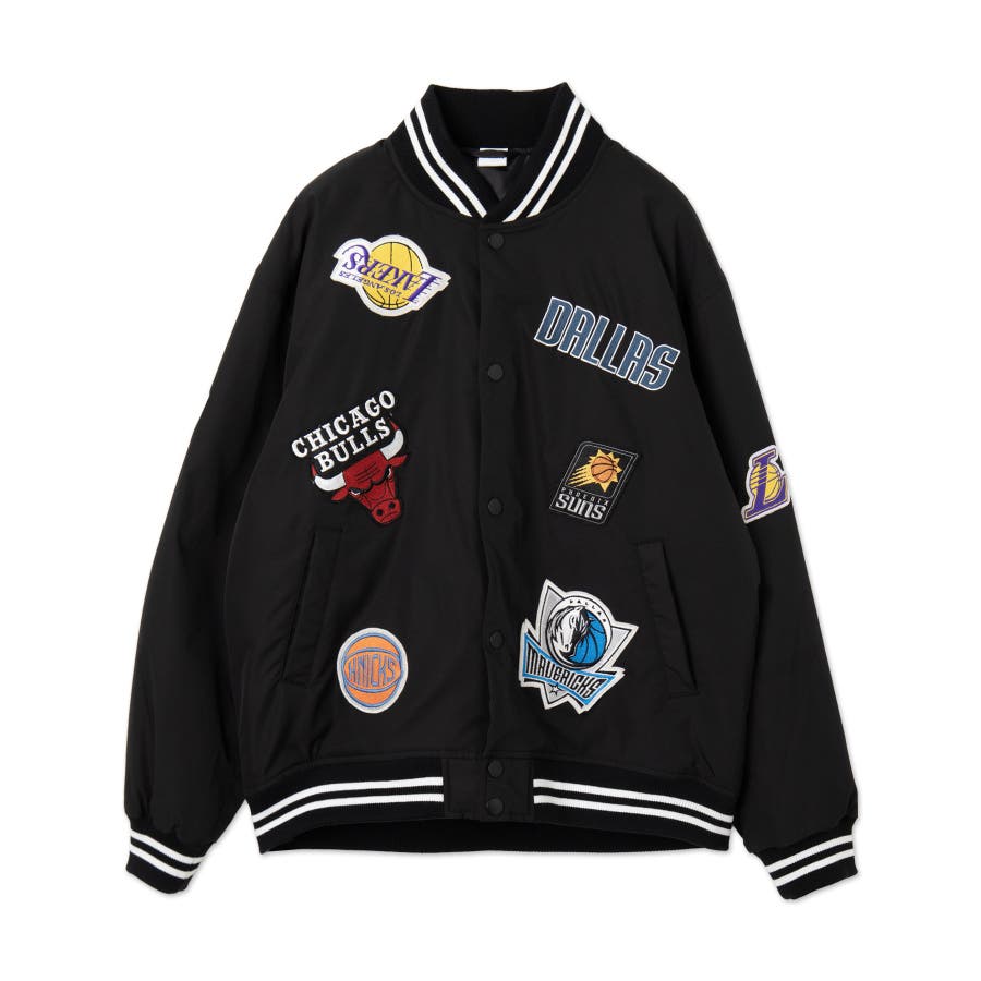 LAロゴ デニムスタジャン NBAパッチ付き PRO STANDARD LOS ANGELES LAKERS CREST EMBLEM SATIN JACKET