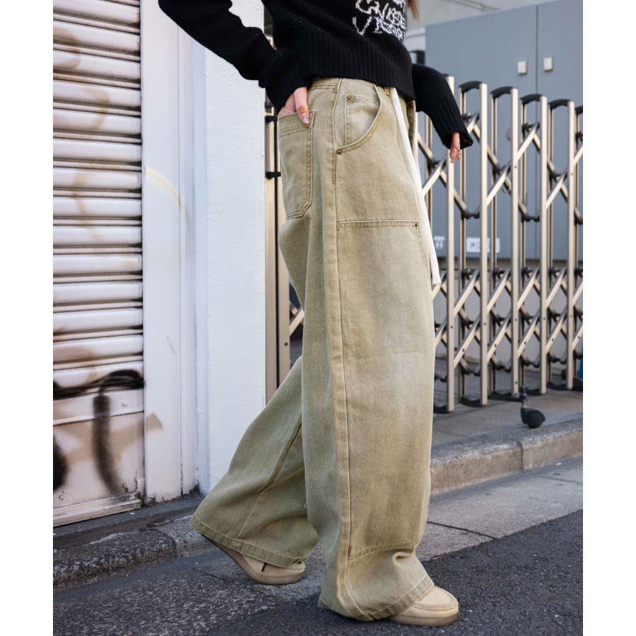 【メーカー直送】 ヴィンテージウォッシュダックダブルニーバギーパンツ[品番 パンツ