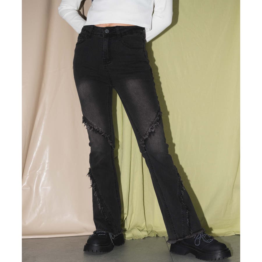 ブーツカットフリンジデニム[品番：WG010093163]｜WEGO【WOMEN