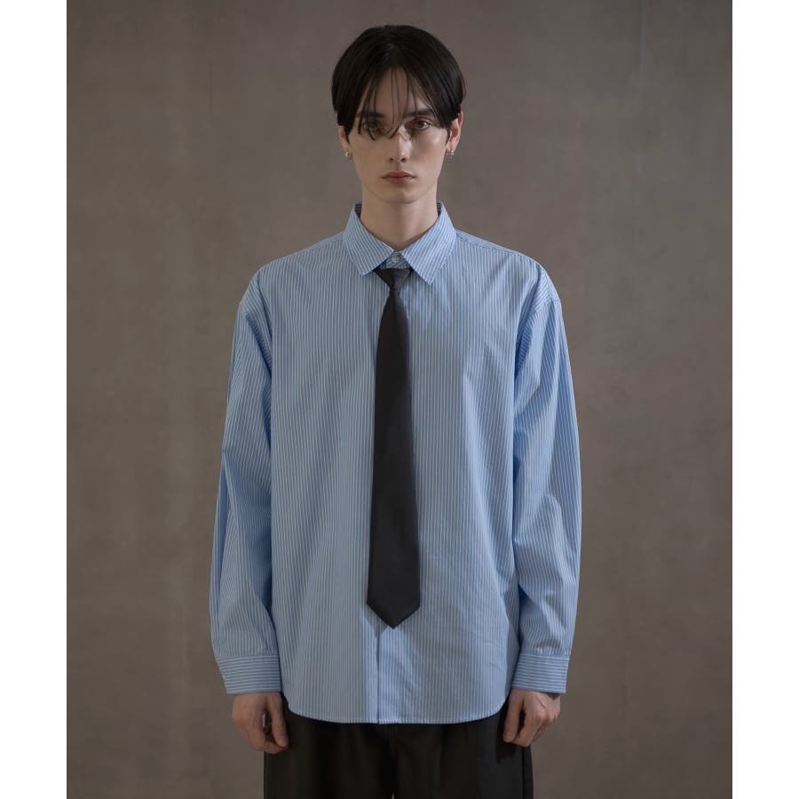 ネクタイ付きストライプシャツ(LS)[品番：WG010093404]｜WEGO【MEN