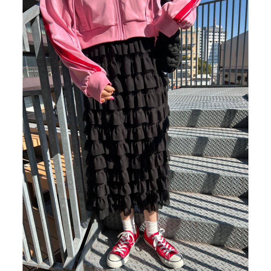 フリルロングスカート 韓国 韓国ファッション[品番：WG010087263