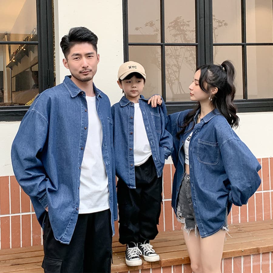 ✨美品✨デニムシャツ　親子2着セット　リンクコーデ 親子ペア 長袖シャツ デニムシャツ[品番：KX000001171]｜CLARAH