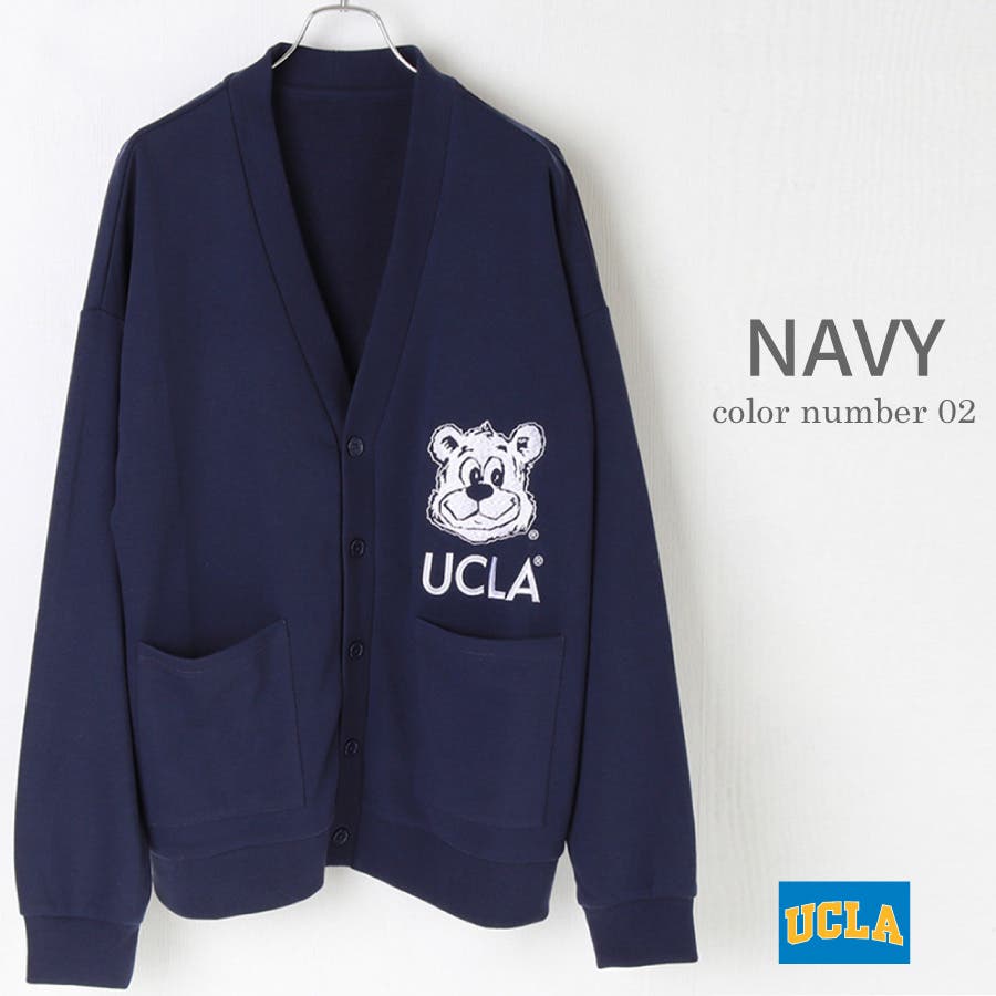 即時発送】カーディガン UCLA ベアーワッペン付きルーズサイズ