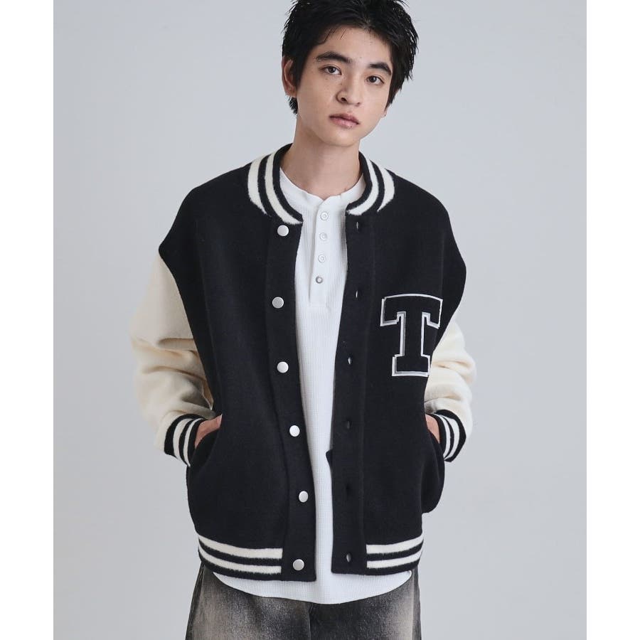 ダブルジャカードニットスタジャン[品番：WRDW0227576]｜tk.TAKEO