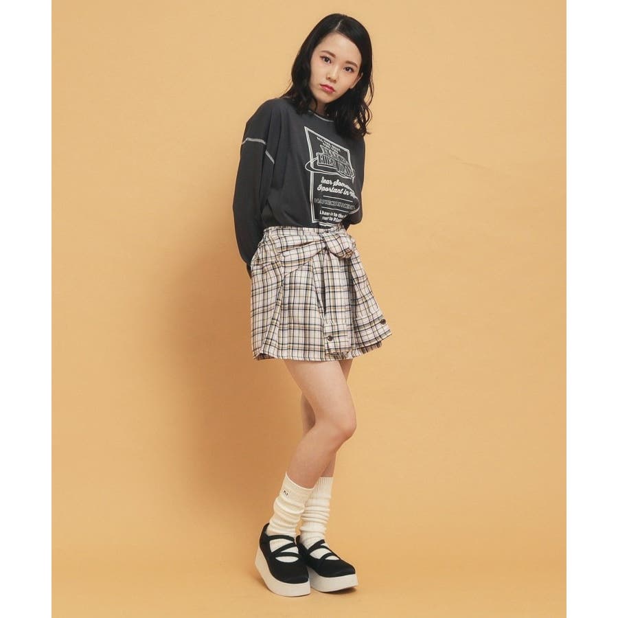 インナー付き】腰巻きネルシャツ風スカート[品番：WRDW0206731]｜PINK-latte（ピンクラテ ）のキッズファッション通販｜SHOPLIST（ショップリスト）