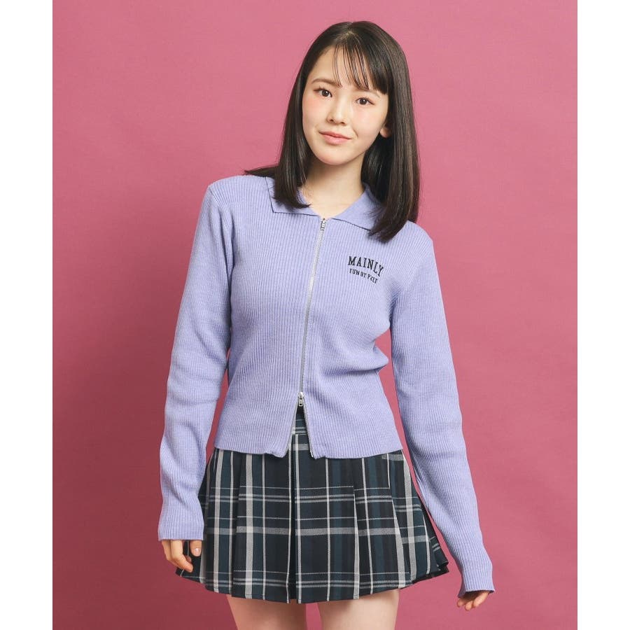 セットアップあり】ジップリブニット[品番：WRDW0212473]｜PINK