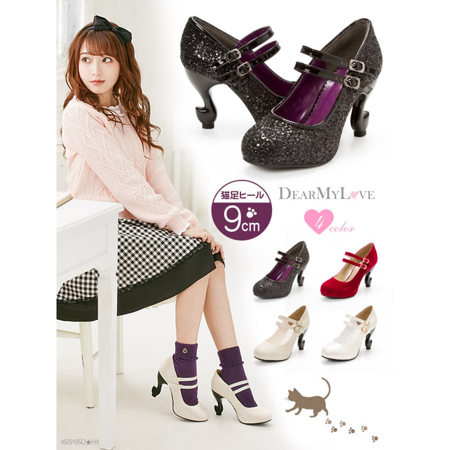 【ANNA SUI】猫足ヒールパンプス【23.5】黒 レース風 リボン付き 蝶々 ANNA SUI - 【大人気】ANASUI アナスイ 猫脚 猫足 パンプス