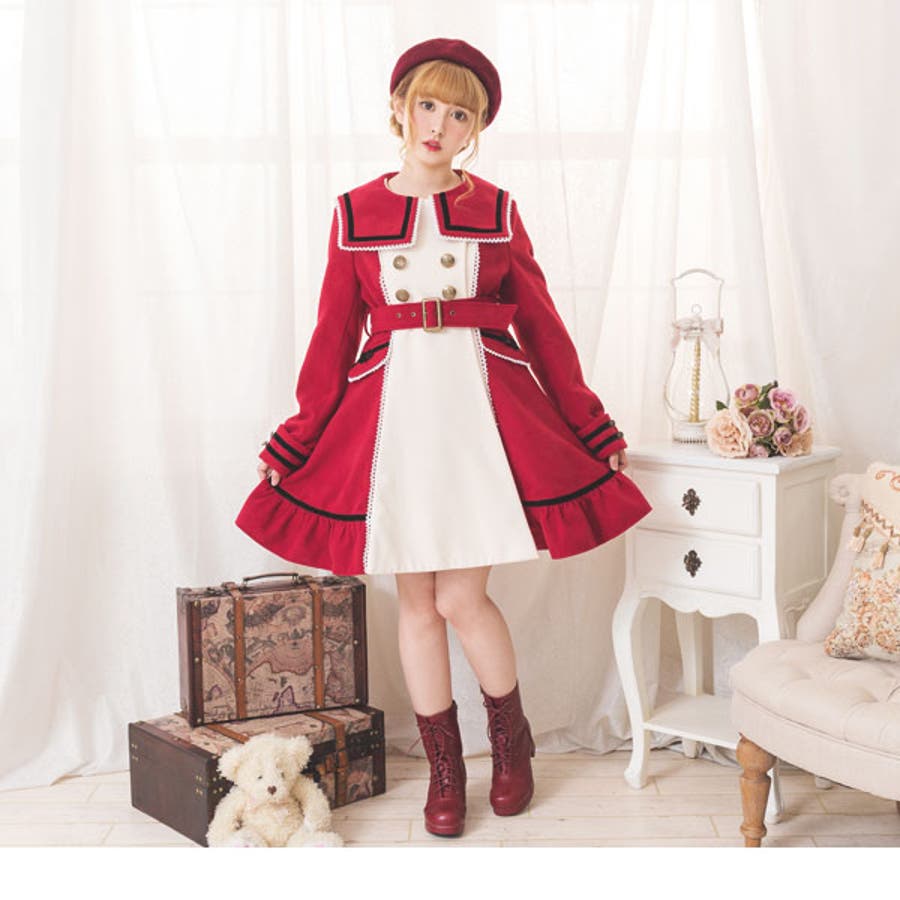 新着商品 魔法学園バイカラーセーラー襟ウエストベルトロングコート DML ジャケット・アウター