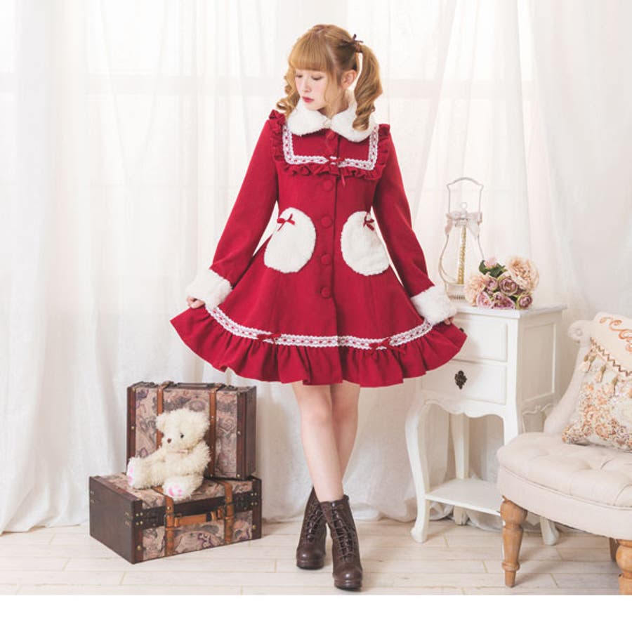 ロイヤルパーティー ROYAL PARTY ファー付ポンチョ風コート
