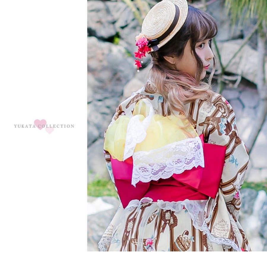 夢展望　ショコラスイーツ柄浴衣 3点セット 浴衣 ショコラスイーツ柄 夏[品番：YU000041371]｜夢展望