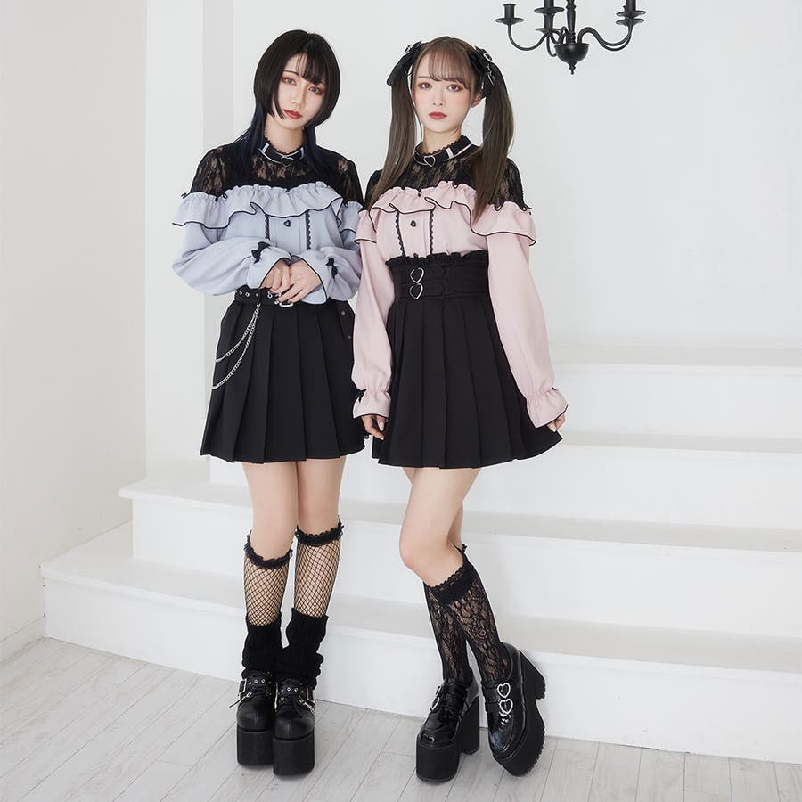 オーガンジーフリル編みニーハイソックス 量産型 地雷系 夢展望