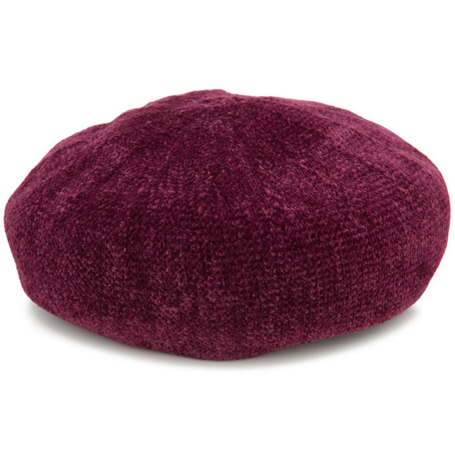 ベレー帽 秋冬 帽子 レディース ベロア調 モール編みベレー帽[品番