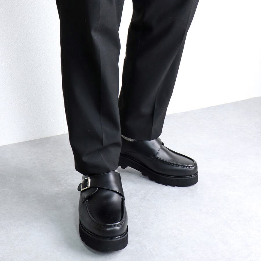 grounds限定品 光沢のある黒のローファー・バブルソール 24