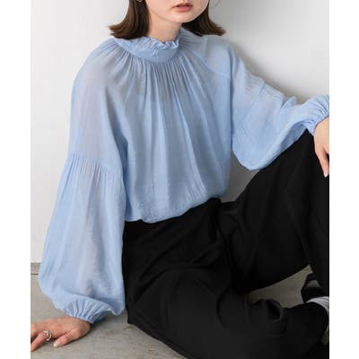 美品✨ルネシャーリングハーフスリーブブラウスフリルM近年21SS