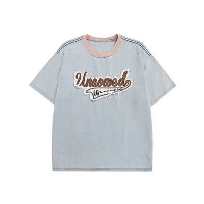 HOOK Tシャツ アメカジパッチワーク半袖ビッグTEE[品番：XT000006470