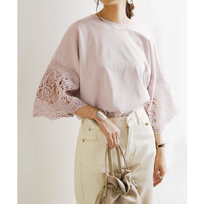 卸売 レーススリーブカットソー レディース[品番 カットソー Mサイズ