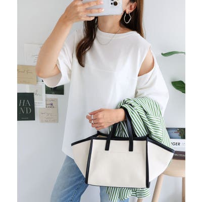 ブラック】カットアウト デザイン Tシャツ[品番：AZ000004334]｜and Me