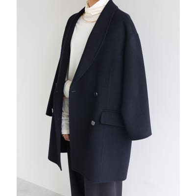 リラックスフィット ダブルブレストツイルコート - ベージュ