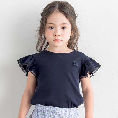 選ぶなら トーションレース袖フリルTシャツ(90～140cm)[品番：BEBK0010868 トップス