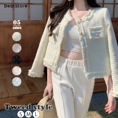 ツイード風 ジャケット 春秋[品番：BSRW0000856]｜Beststore