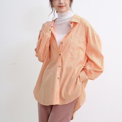 ストライプシャツ ロングシャツ シャツ[品番：DBLW0001149]｜Doux 