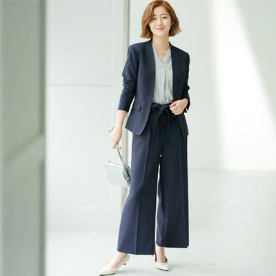 【２点セット】洗えるノーカラーワイドパンツスーツセットアップ [品番：GERW0010489]｜GeeRA（ジーラ）のレディースファッション通販｜SHOPLIST（ショップリスト）