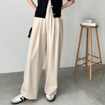 着心地抜群!ハイウエストダブルタックワイドパンツ[品番 着心地抜群!ハイウエストダブルタックワイドパンツ[品番