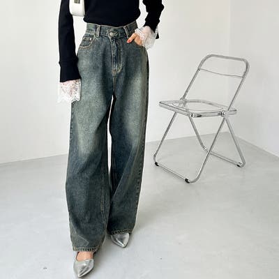 美脚見え！２ボタンウエストワイドデニムパンツ [品番：GERW0010896]｜GeeRA（ジーラ）のレディースファッション通販｜SHOPLIST（ショップリスト）