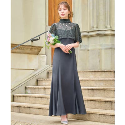 GIRL DRESS FOR NOW ドレス レース切替えシアー フレア ロング