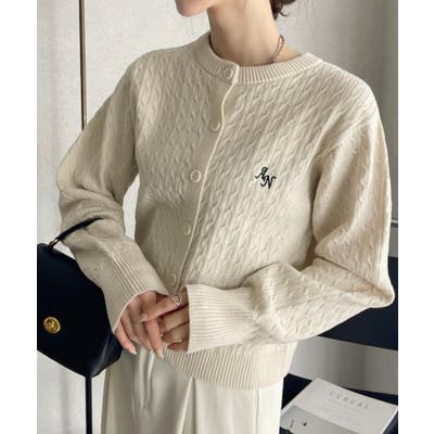 ワンポイント刺繍ロゴ ケーブルニットカーディガン [品番：ORGW0009100]｜Ada.（エイダ）のレディースファッション通販｜SHOPLIST（ショップリスト）