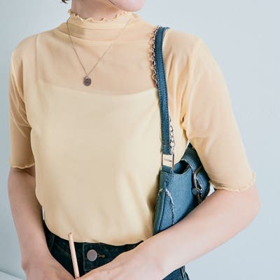 期間限定30％OFF! シアーメッシュ半袖トップス 3サイズ シアートップス[品番 トップス