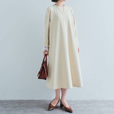 全方向ストレッチ2wayレースカフスフレアワンピース 2サイズ