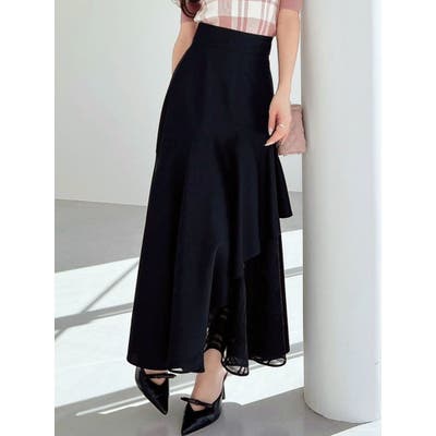 シアーチェックアシンメトリースカート[品番:MKSW0063232 シアーチェックアシンメトリースカート[品番:MKSW0063232