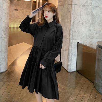 シャツワンピース レディース ワイドフリル[品番：II000006497