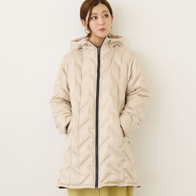 エンボス加工 シームレスダウン ロングコート／タフタ[品番
