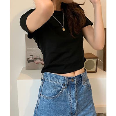 ショート丈tシャツ へそ出し 8色[品番：NELW0001626