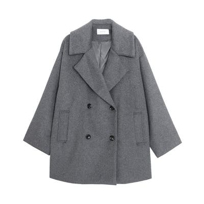 5color/S-Lsize》ウール混 ステンカラーピーコート（Pコート
