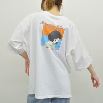 イラストバックプリントTシャツ 半袖 バックプリントTシャツ 韓国