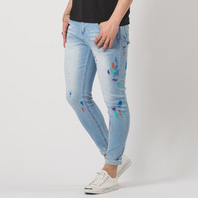 カラーペイントスキニーデニムパンツ[品番：LEVM0001252